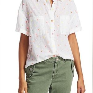 Women's New Wave Button Down Shirt with Colorful Accents